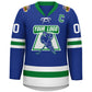Custom Royal Kelly Green-White Lace-Up Neck Hockey Jersey Limited