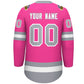 Custom Pink White-Gray Lace-Up Neck Hockey Jersey Limited