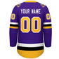 Custom Purple Gold-White Lace-Up Neck Hockey Jersey Limited