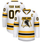 Custom White Black-Gold Classic Style Hockey Jersey