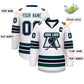 Custom White Navy White-Midnight Green Classic Style Hockey Jersey Limited