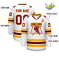 Custom White Crimson-Gold Classic Style Hockey Jersey Limited
