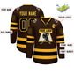 Custom Brown Black-Gold Classic Style Hockey Jersey Limited