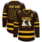 Custom Brown Black-Gold Classic Style Hockey Jersey