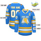 Custom Powder Blue White-Gold Classic Style Hockey Jersey Limited