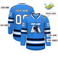 Custom Powder Blue White-Navy Classic Style Hockey Jersey Limited