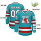 Custom Aqua White-Red Classic Style Hockey Jersey Limited