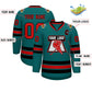 Custom Aqua Red-Black Classic Style Hockey Jersey Limited