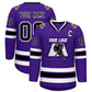 Custom Purple Black-White Classic Style Hockey Jersey