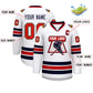 Custom White Navy Old Gold-Red Classic Style Hockey Jersey Limited