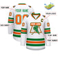 Custom White Kelly Green White-Orange Classic Style Hockey Jersey Limited