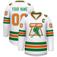 Custom White Kelly Green White-Orange Classic Style Hockey Jersey