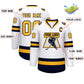 Custom White Gold-Navy Classic Style Hockey Jersey Limited