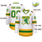 Custom White Kelly Green-Gold Classic Style Hockey Jersey Limited