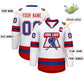 Custom White Royal White-Red Classic Style Hockey Jersey Limited