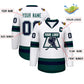 Custom White Navy White-Midnight Green Classic Style Hockey Jersey Limited