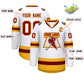 Custom White Crimson-Gold Classic Style Hockey Jersey Limited