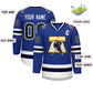 Custom Royal Navy Gold-White Classic Style Hockey Jersey Limited