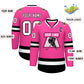Custom Pink White-Black Classic Style Hockey Jersey Limited
