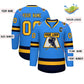 Custom Powder Blue Gold-Navy Classic Style Hockey Jersey Limited