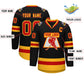 Custom Black Red-Gold Classic Style Hockey Jersey Limited