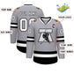 Custom Gray White-Black Classic Style Hockey Jersey Limited