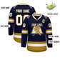 Custom Navy White-Old Gold Classic Style Hockey Jersey Limited