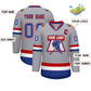 Custom Gray Royal White-Red Classic Style Hockey Jersey Limited