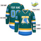 Custom Teal Powder Blue White-Gold Classic Style Hockey Jersey Limited