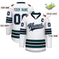 Custom White Navy White-Midnight Green Classic Style Hockey Jersey Limited