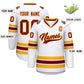 Custom White Crimson-Gold Classic Style Hockey Jersey Limited