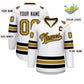 Custom White Old Gold-Black Classic Style Hockey Jersey Limited