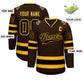 Custom Brown Black-Gold Classic Style Hockey Jersey Limited