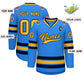 Custom Powder Blue Gold-Navy Classic Style Hockey Jersey Limited