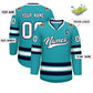 Custom Aqua White-Navy Classic Style Hockey Jersey Limited