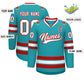 Custom Aqua White-Red Classic Style Hockey Jersey Limited