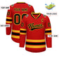 Custom Red Black-Gold Classic Style Hockey Jersey Limited