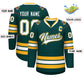 Custom Midnight Green White Olive-Gold Classic Style Hockey Jersey Limited