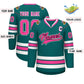 Custom Teal Pink Black-White Classic Style Hockey Jersey Limited