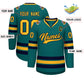 Custom Teal Gold-Navy Classic Style Hockey Jersey Limited