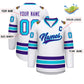 Custom White Purple-Powder Blue Classic Style Hockey Jersey Limited