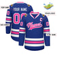 Custom Royal Pink-White Classic Style Hockey Jersey Limited