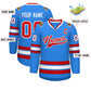 Custom Powder Blue Red-White Classic Style Hockey Jersey Limited