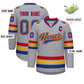Custom Gray Royal Gold-Red Classic Style Hockey Jersey Limited