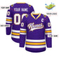 Custom Purple White Purple-Gold Classic Style Hockey Jersey Limited