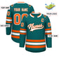 Custom Teal White-Orange Classic Style Hockey Jersey Limited