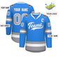 Custom Powder Blue White Powder Blue-Gray Classic Style Hockey Jersey Limited
