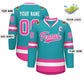 Custom Aqua Pink-White Classic Style Hockey Jersey Limited