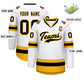 Custom White Black-Gold Classic Style Hockey Jersey Limited