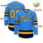 Custom Powder Blue Gold-Navy Classic Style Hockey Jersey Limited
